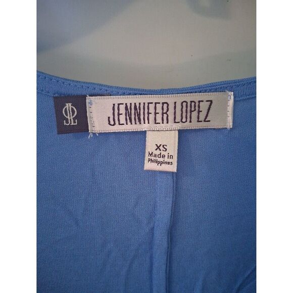 Jennifer Lopez Top 3/4 Sleeves X-Small Blue Silver Accent Studs NWT - Picture 3 of 7